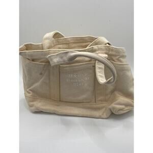 GLOSSIER BROOKLYN NY Women’s Beige Open Pocket Canvas Tote Bag SZ OS